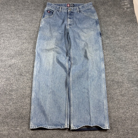 Vintage Chaps Ralph Lauren Jeans Men's 33x30 Blue Carpenter Baggy Logo Tape Hem - Picture 4 of 9